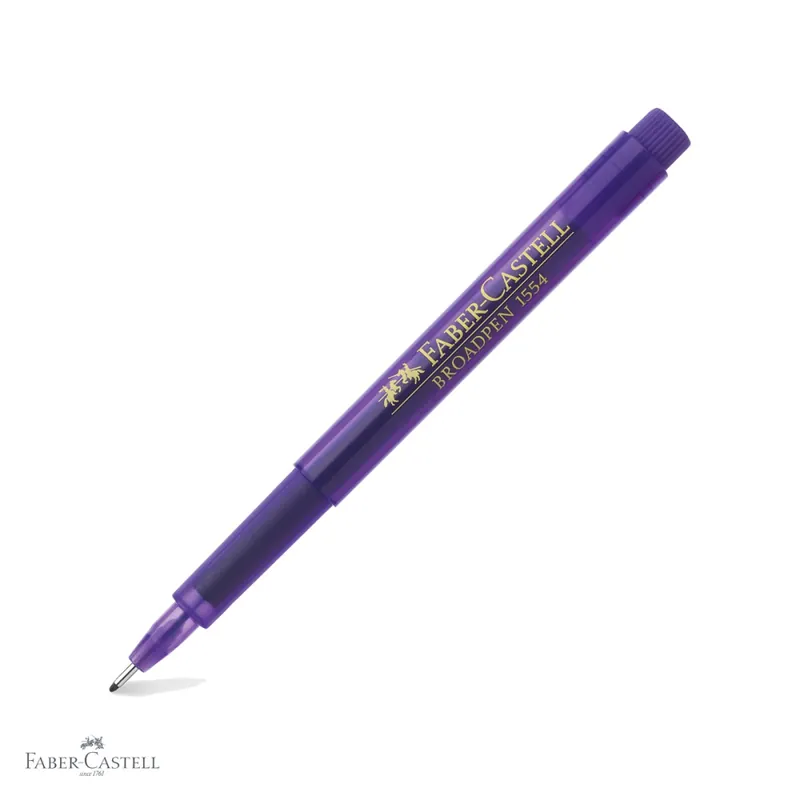 Liner violet 0.8 mm Faber-Castell Broadpen 1554, varf metalic, cerneala permanenta pentru documente Noutate