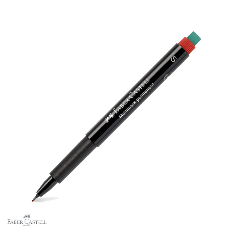 Chilipir Marker permanent rosu Faber-Castell Multimark, varf super fin S 0.4 mm, pentru CD, sticla si plastic