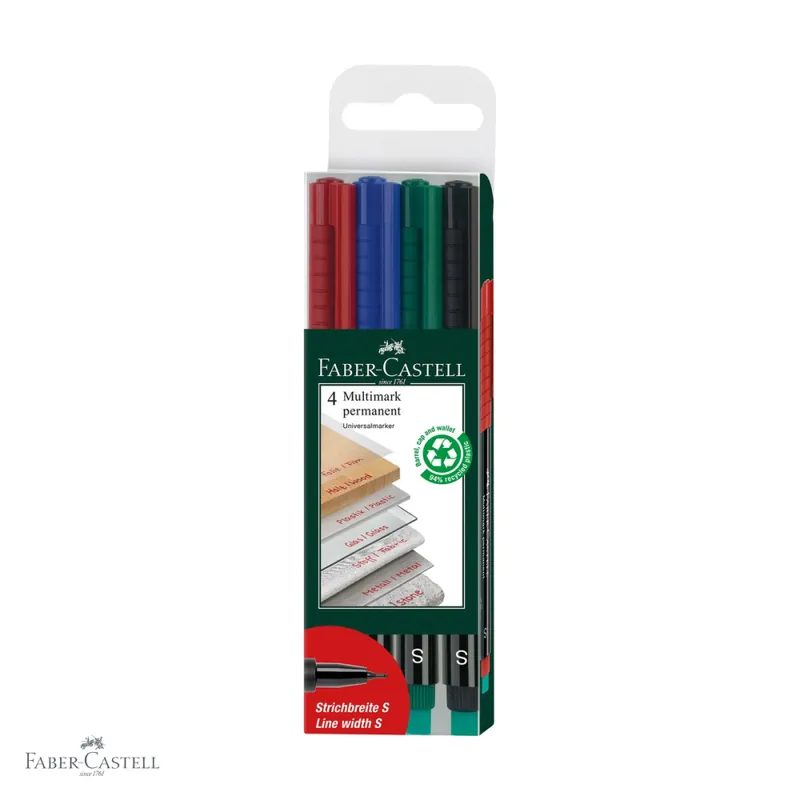 Set 4 markere permanente Faber-Castell Multimark, varf super fin 0.4 mm, pentru CD, sticla si plastic Cumpără acum