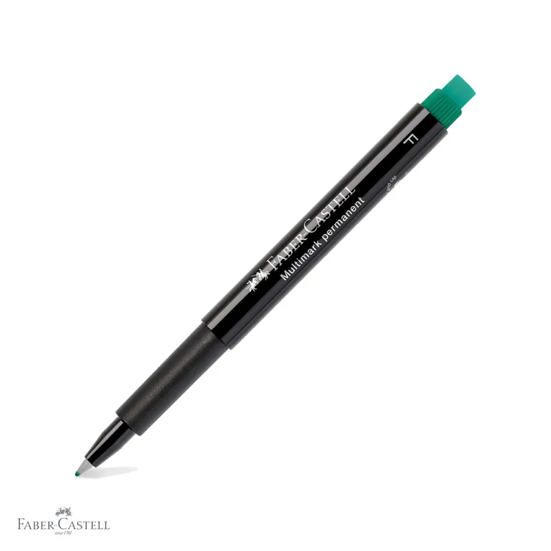 Ofertă specială Marker permanent verde Faber-Castell Multimark, varf fin F 0.6 mm, pentru CD, sticla, metal si plastic