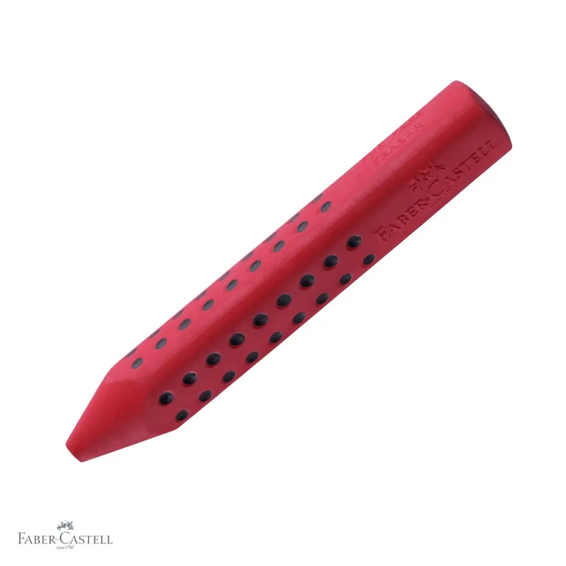 Radiera creion Faber-Castell Grip 2001, forma ergonomica triunghiulara, fara PVC, rosie/albastra Doar azi