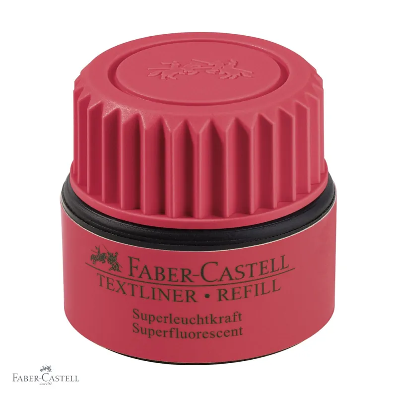 Refill textmarker rosu Faber-Castell, cerneala pe baza de apa, 25ml, compatibil 1543/1546/1548 Retur gratuit