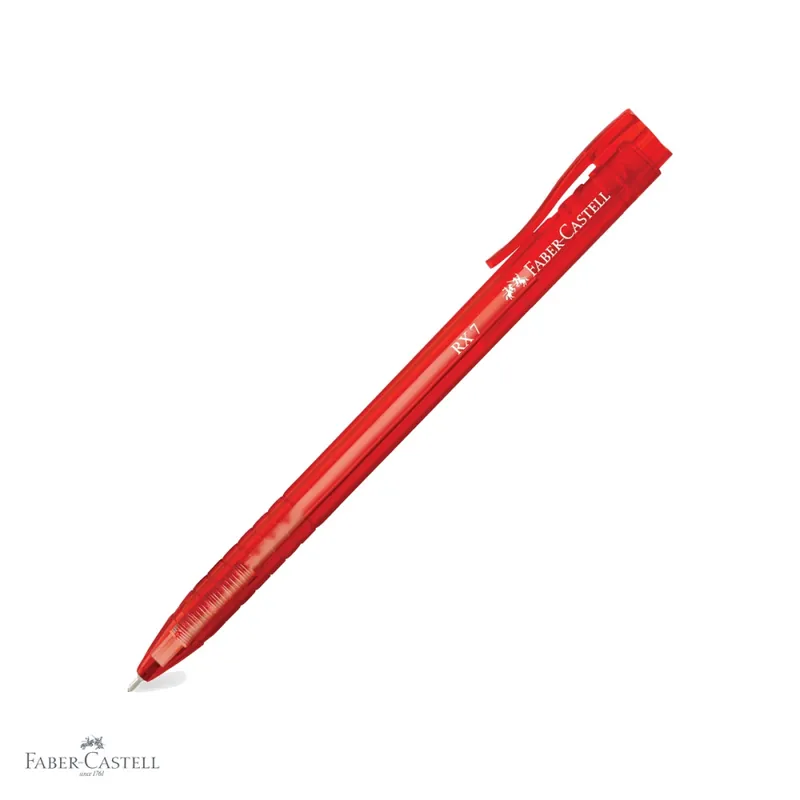 Pix roller retractabil Faber-Castell RX7, semi-gel, varf needle 0.7 mm, cerneala rosie rezistenta la apa Promoție