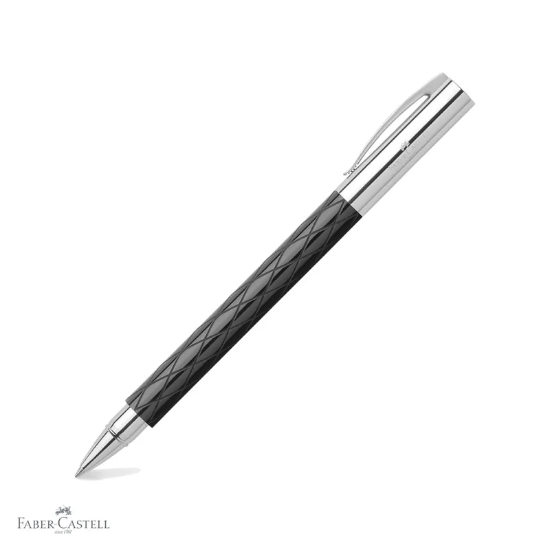 Calitate înaltă Roller premium Faber-Castell Ambition Rhombus, corp din rasina gravata guilloche, cerneala neagra cu uscare rapida