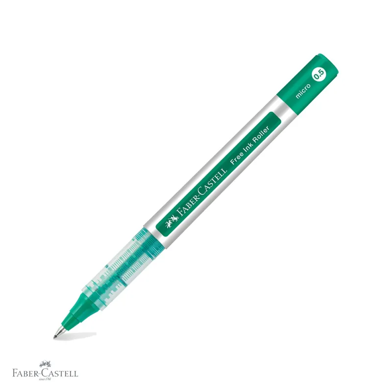 Roller Faber-Castell Free Ink, varf conic 0.5mm, linie extra fina, culoare verde Ofertă de sezon