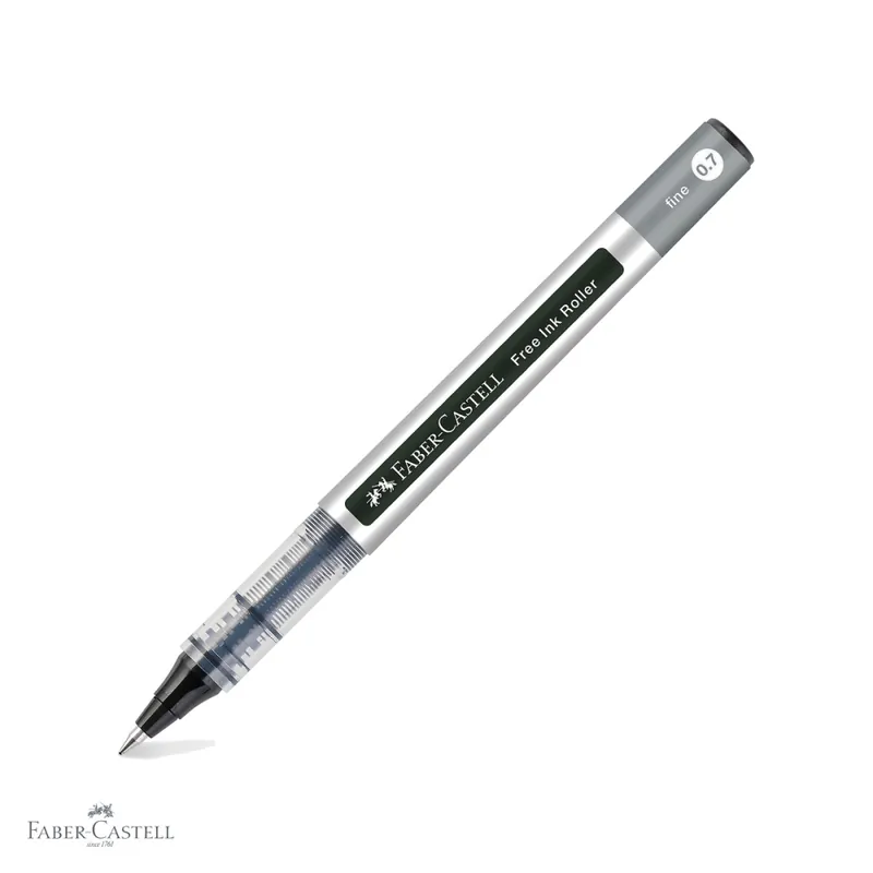 Ofertă limitată Roller Faber-Castell Free Ink 0.7mm negru, varf conic, flux constant de cerneala, pentru scriere fluida