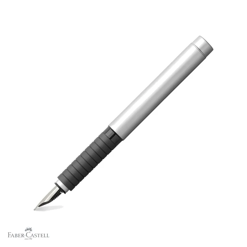 Ofertă Stilou Faber-Castell Basic Metal Mat, penita B din otel inoxidabil, pentru scriere eleganta