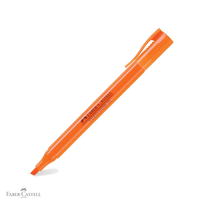 Textmarker portocaliu Faber-Castell 38, varf tesit, 2 grosimi de scriere, superfluorescent Ofertă de sezon