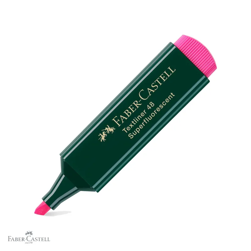 Cumpără acum Textmarker roz Faber-Castell 1548, varf tesit, cerneala pe baza de apa, pentru birou si scoala