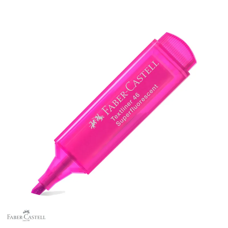 Textmarker roz superfluorescent Faber-Castell 1546, varf tesit, cerneala pe baza de apa, pentru birou si studiu Expediere rapidă