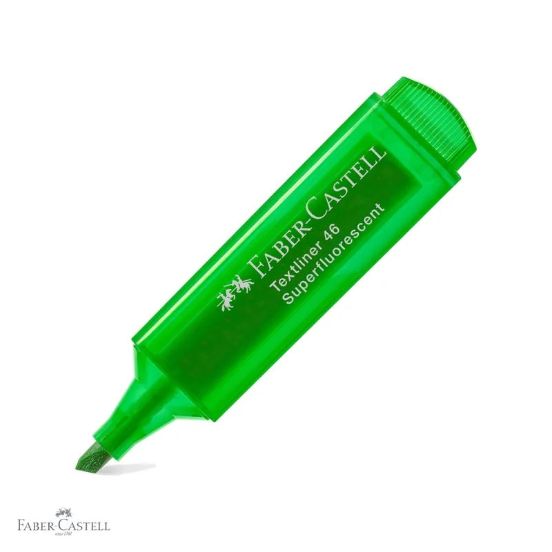 Cel mai bun preț Textmarker verde superfluorescent Faber-Castell 1546, varf tesit 3 grosimi, cerneala pe baza de apa, reincarcabil