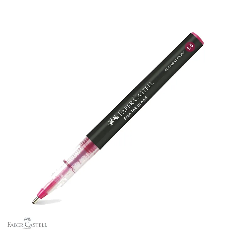 Comandă acum Roller Faber-Castell Free Ink, varf conic 1.5mm, cerneala visinie, scriere larga si confortabila