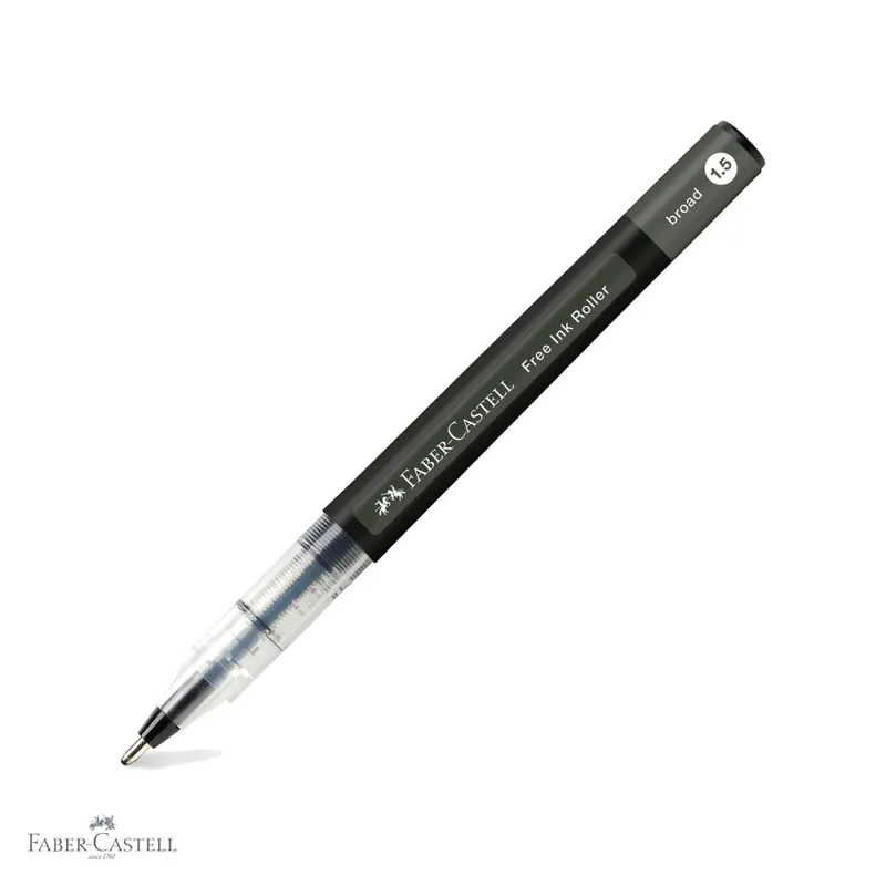 Roller Faber-Castell Free Ink negru, varf conic 1.5mm, scriere fluida tip B, pentru birou si uz profesional Reduceri