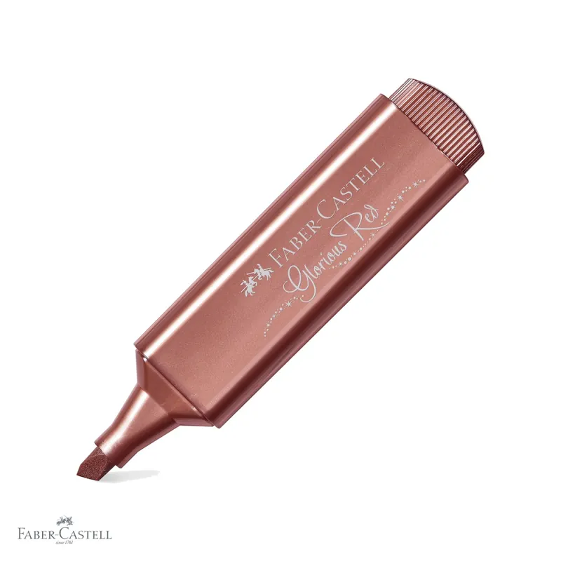 Textmarker rosu metalizat Faber-Castell 1546, cerneala pe baza de apa, pentru accente stralucitoare pe hartie Popular