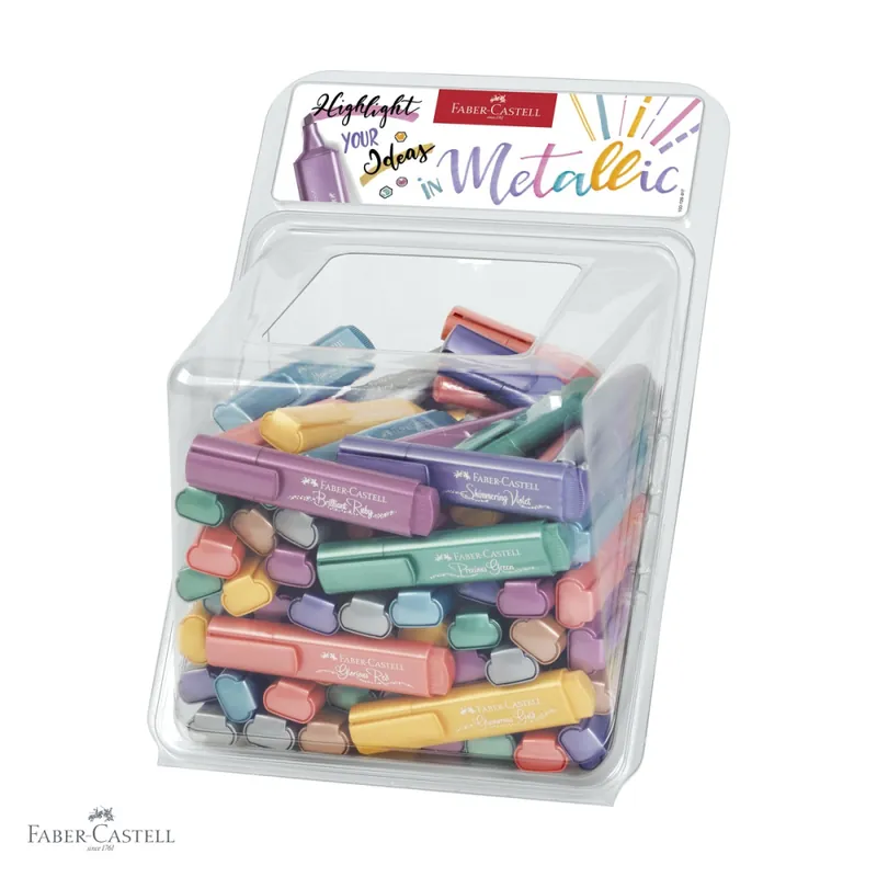 Display 100 bucati textmarkere metalizate Faber-Castell, set profesional pentru birou si prezentari Cumpără online