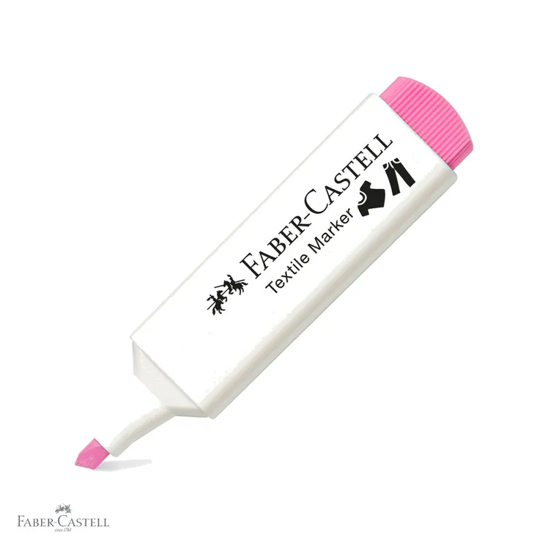 Marker textil roz Faber-Castell, varf tesit 3 grosimi, pentru decorat tesaturi Noutate
