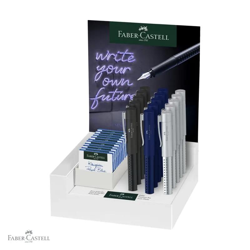 Chilipir Display 15 bucati stilouri Faber-Castell Grip 2011, penita M, editie 2022