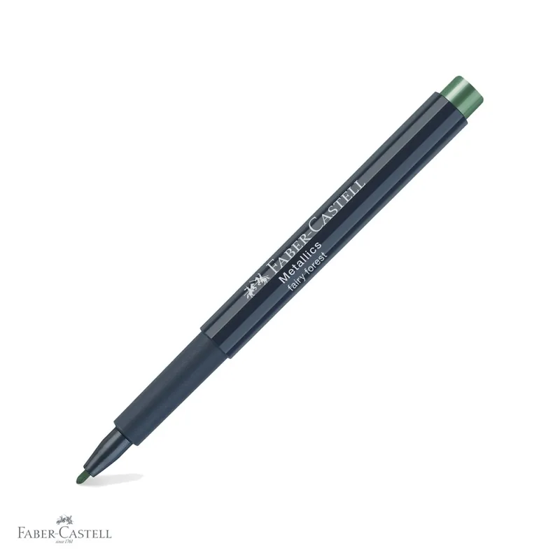 Ieftin Marker metalic Faber-Castell verde padure, efect nobil, pentru suprafete inchise si lucioase
