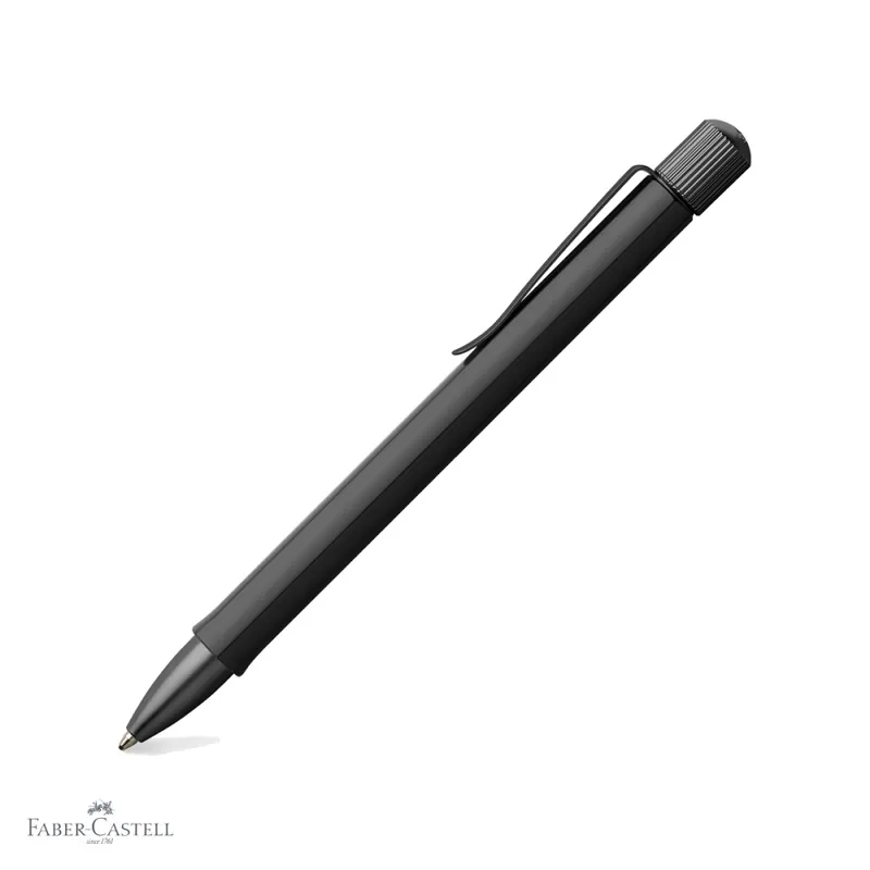 Pix premium Faber-Castell Hexo negru mat, corp aluminiu hexagonal, mecanism rotativ, mina neagra B Reducere extra