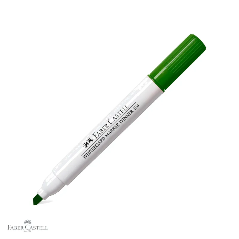 Marker whiteboard Faber-Castell Winner 154, varf tesit, cerneala pe baza de alcool, culoare verde Popular