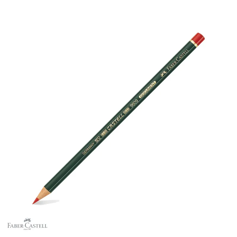 Creion permanent rosu Faber-Castell Castell Document 9609, pentru semnarea documentelor importante Popular