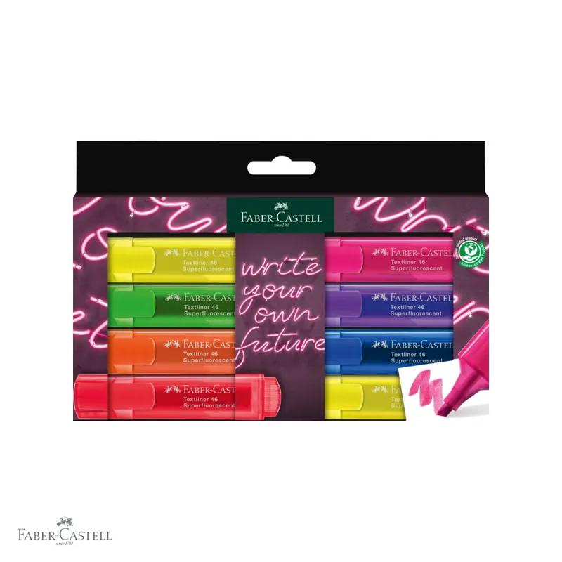 Set 8 textmarkere superfluorescente Faber-Castell Gen Z, varf special 4 grosimi, pentru toate tipurile de hartie Preț mic