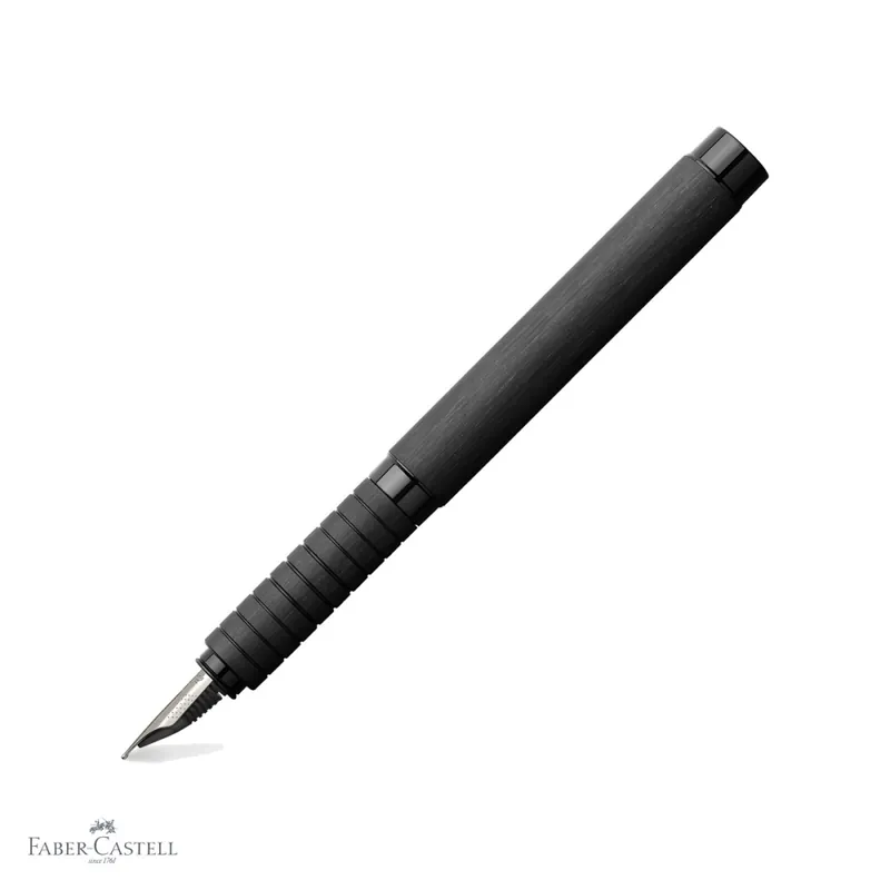 Cumpărături sigure Stilou premium Faber-Castell Essentio Aluminium, corp negru mat, penita B din otel inoxidabil, pentru scris elegant