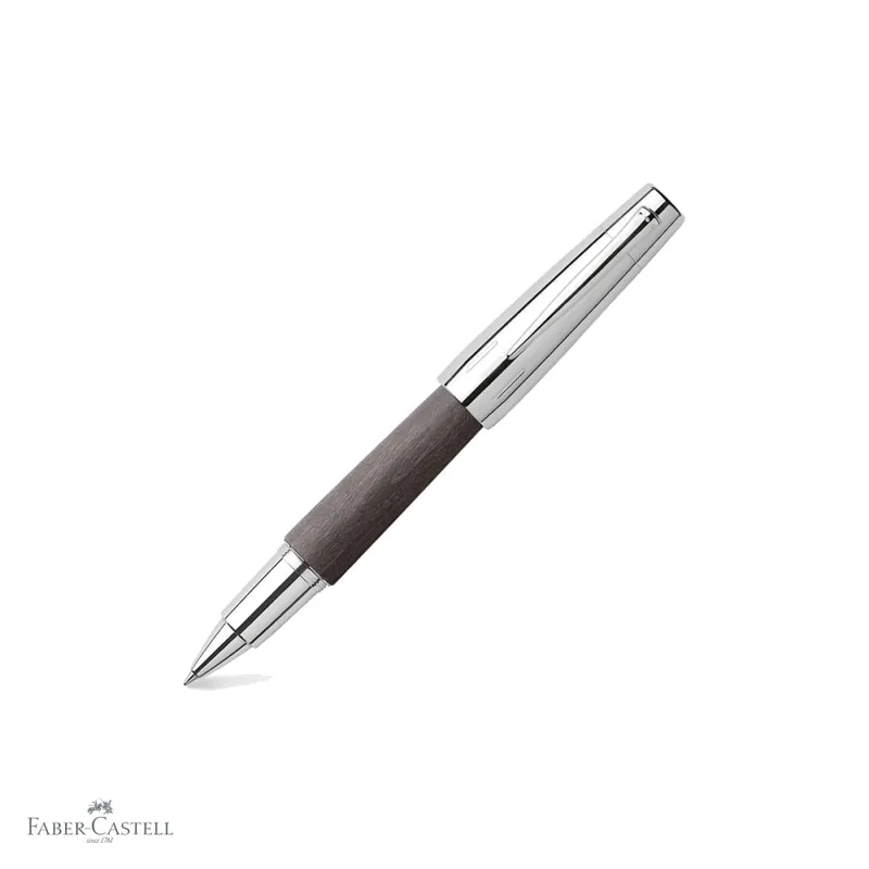 Disponibil imediat Roller premium Faber-Castell E-Motion Pearwood, varf ceramic, corp din lemn de par, negru