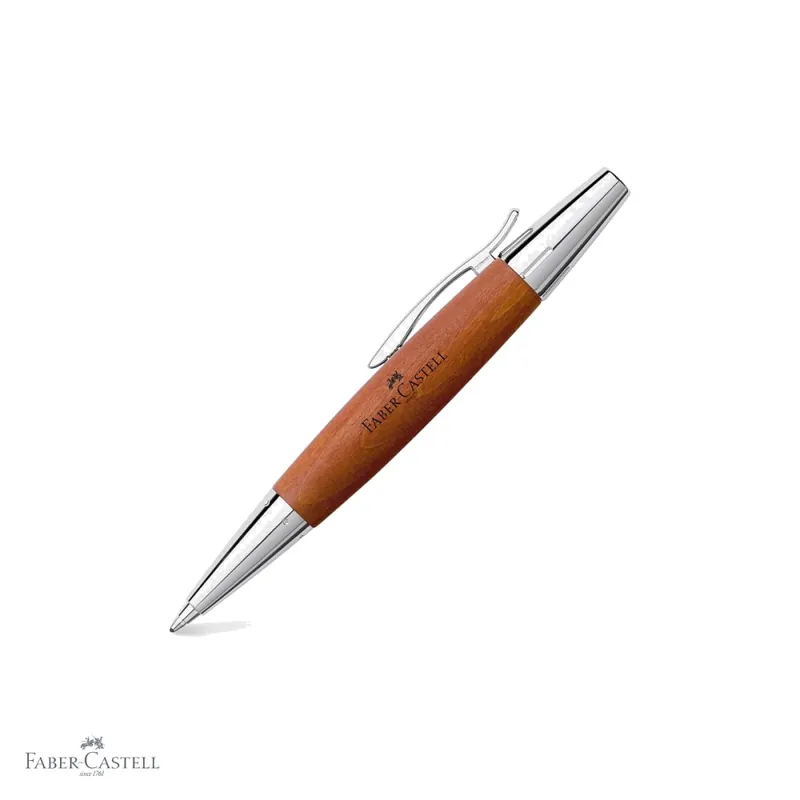 Preț redus Pix premium Faber-Castell e-motion din lemn de par, mecanism rotativ, mina neagra B, maro deschis