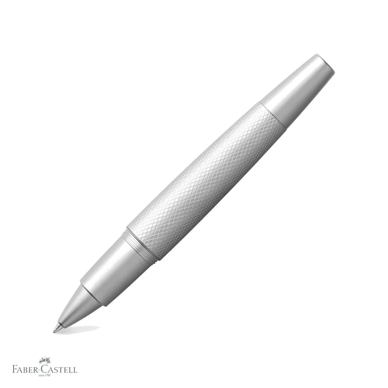 Roller premium Faber-Castell e-motion Pure Silver, corp aluminiu cromat guilloche, varf ceramic negru, pentru birou si scriere eleganta Comandă acum