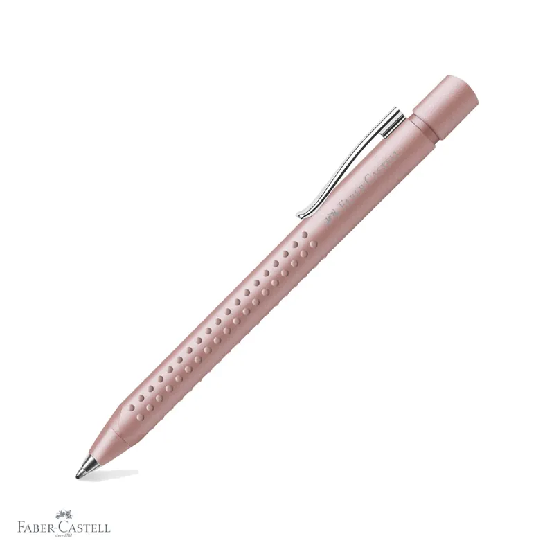 Chilipir Pix cu mecanism Faber-Castell Grip 2011 Rose Pale, forma triunghiulara ergonomica, varf XB albastru