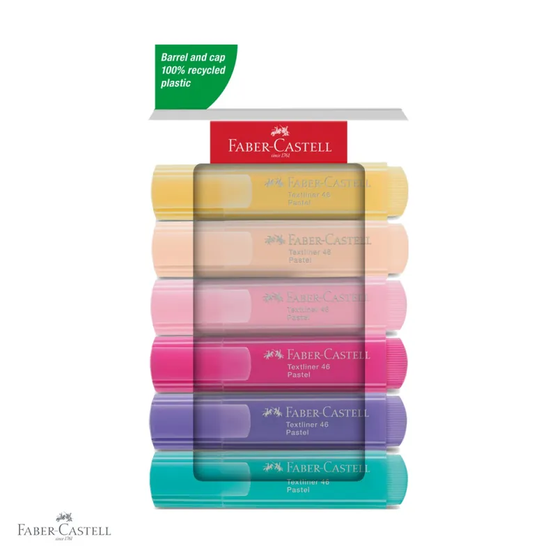 Bestseller Set 6 textmarkere pastel Faber-Castell, varf tesit 1-5 mm, cerneala pe baza de apa