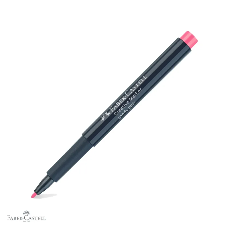 Marker creativ Faber-Castell roz candy, varf 1.5 mm, pentru hartie, sticla, plastic si metal Discount