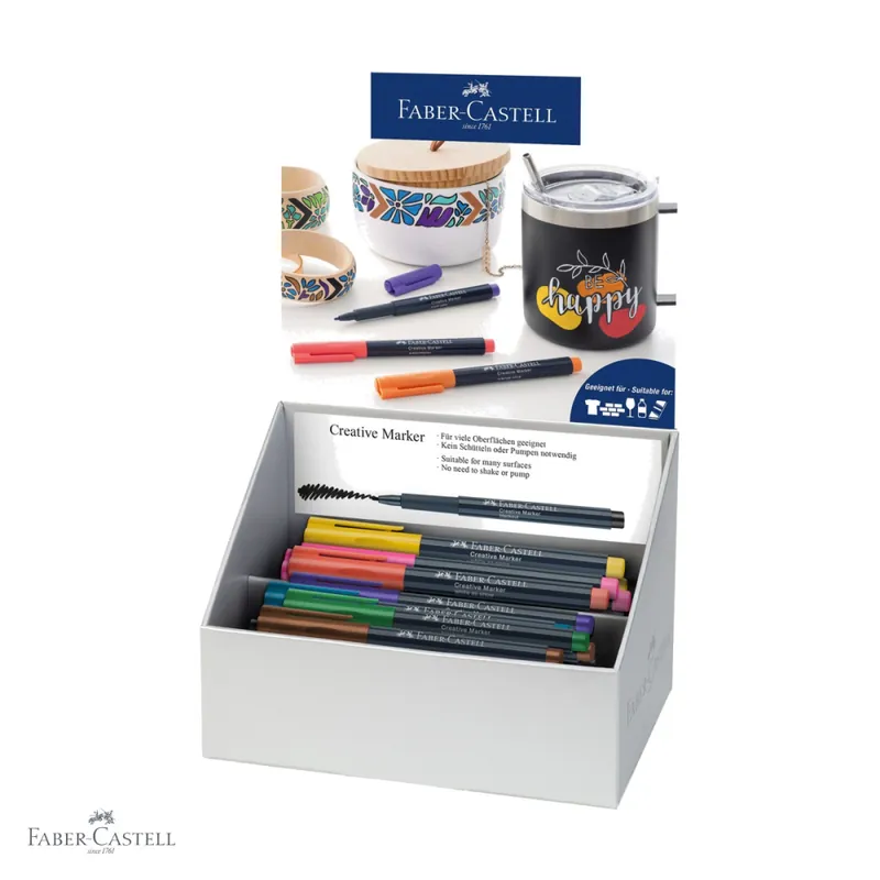 Mai ieftin Display 50 bucati markere creative Faber-Castell 2024, linie de 1.5 mm, pentru multiple suprafete