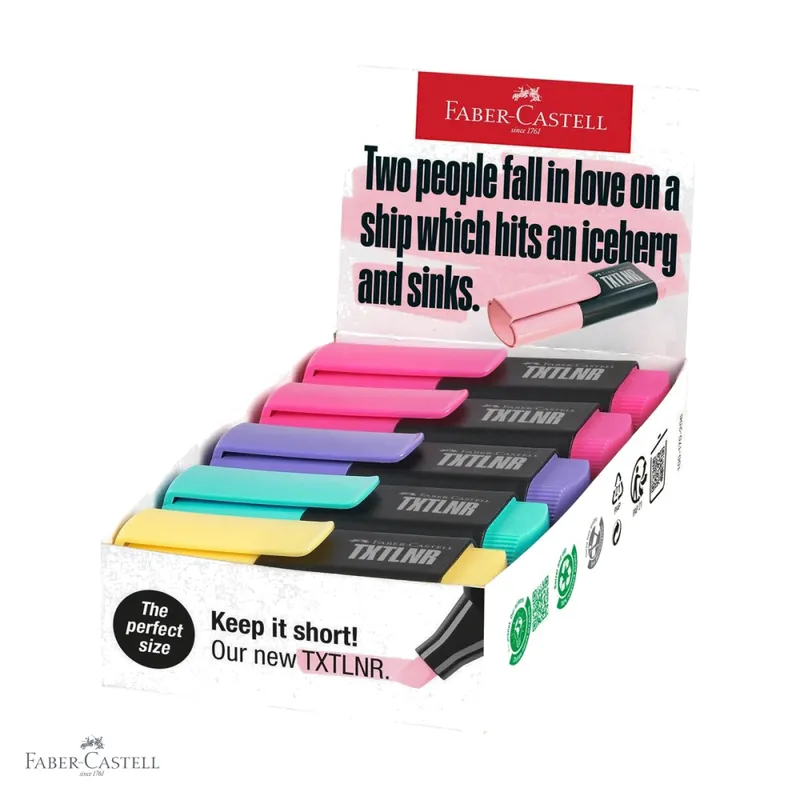 Cel mai bun preț Textmarkere mini pastel Faber-Castell, culori asortate, varf tesit, pentru evidentiere text