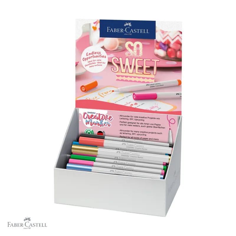 Bestseller Display 50 markere creative Faber-Castell Goldfaber, varf rotund 1.5mm, cerneala pe baza de apa