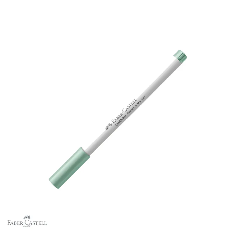 Cel mai bun preț Marker creativ Faber-Castell Goldfaber, varf rotund 1.5 mm, verde metalizat, pentru hartie, sticla si metal