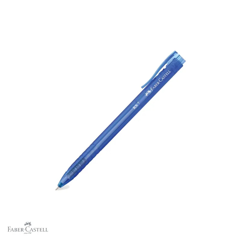 Comandă acum Pix cu mecanism Faber-Castell RX7, cerneala albastra rezistenta la apa, varf needle 0.7 mm, corp ergonomic triunghiular
