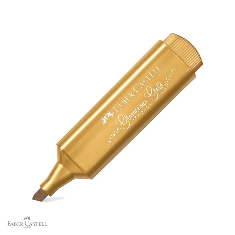 Cel mai bun preț Textmarker metalizat auriu Faber-Castell 1546, varf tesit, cerneala pe baza de apa, pentru accente stralucitoare