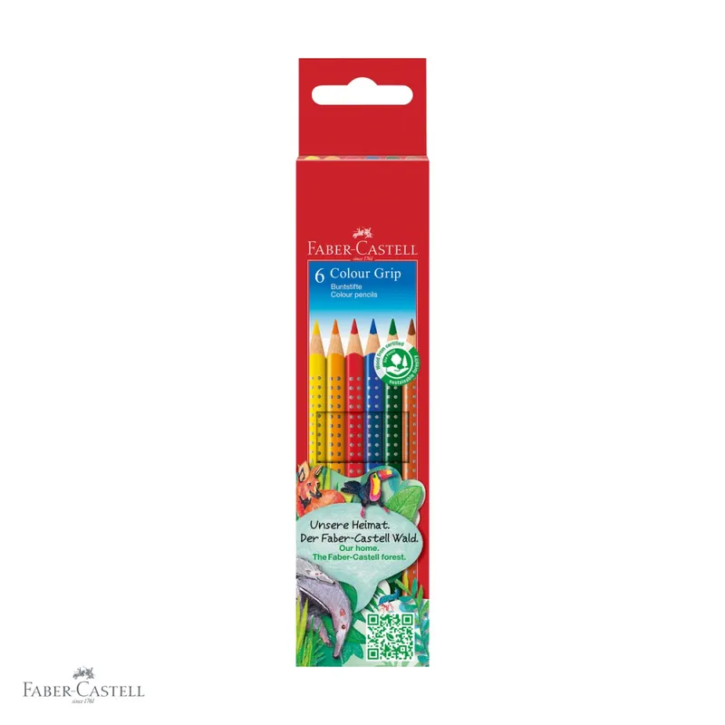 Cel mai bun preț Set 6 creioane colorate Faber-Castell Grip 2001, forma triunghiulara ergonomica, pentru copii