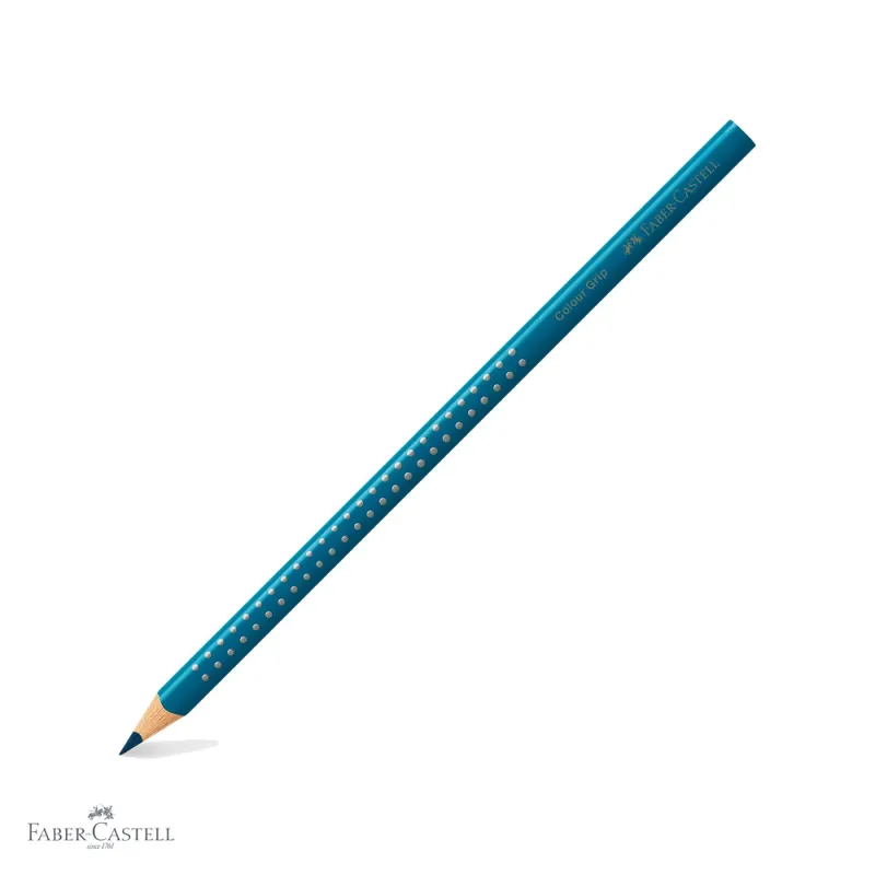 Creion colorat Faber-Castell Grip 2001, culoare turcoaz cobalt, forma triunghiulara ergonomica, pentru copii Reducere de preț