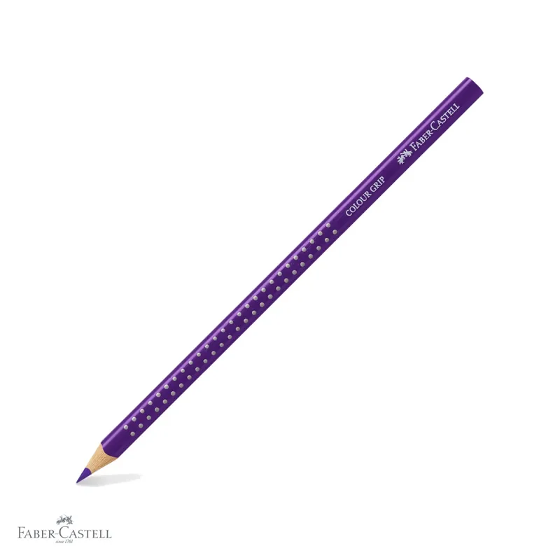 Creion colorat Faber-Castell Grip violet purpuriu, forma triunghiulara ergonomica, pentru copii Ieftin