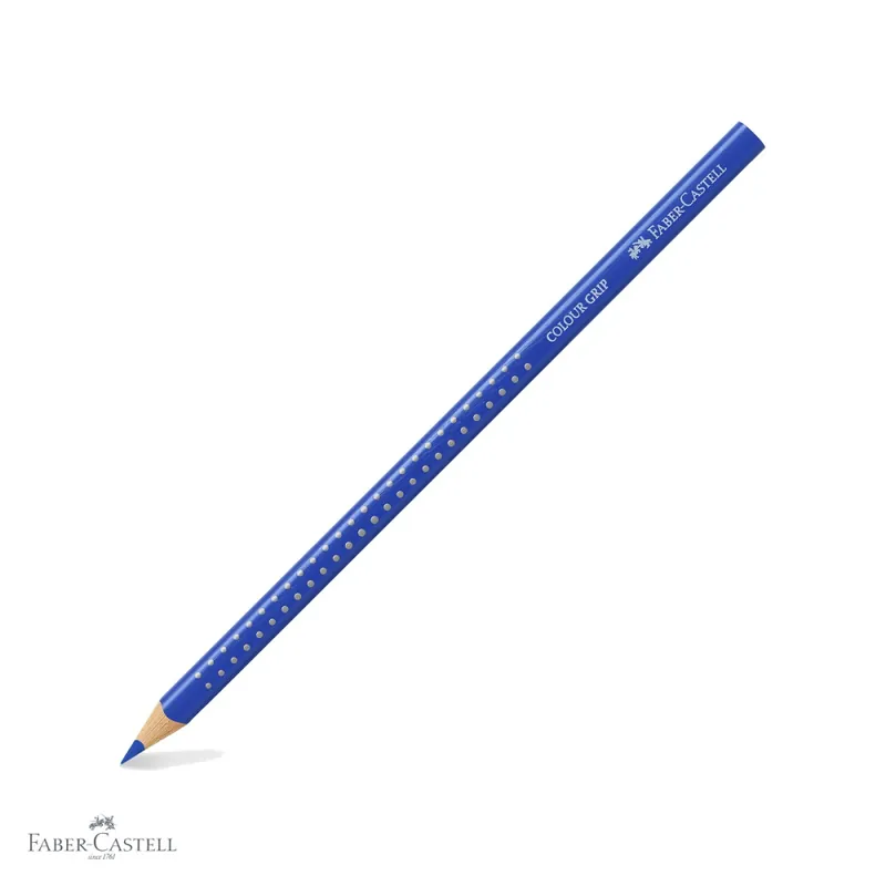 Creion colorat Faber-Castell Grip albastru cobalt, forma triunghiulara ergonomica, pentru copii Ofertă