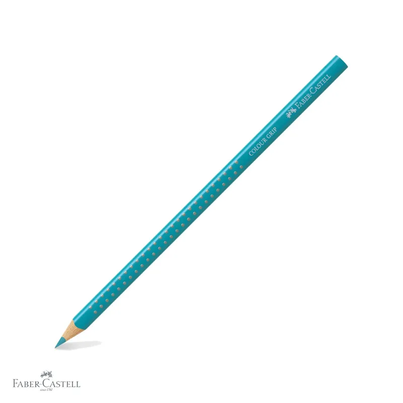Creion colorat Faber-Castell Grip verde cobalt, forma triunghiulara ergonomica, pentru copii Ofertă