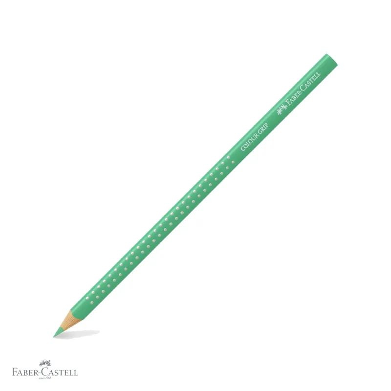 Creion colorat Faber-Castell Grip, verde phtalo deschis, forma triunghiulara ergonomica, pentru copii Calitate înaltă