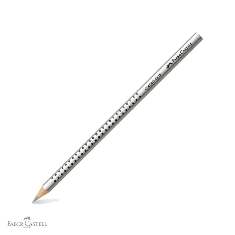 Creion colorat argintiu Faber-Castell Grip, forma triunghiulara ergonomica, pentru copii Comandă acum