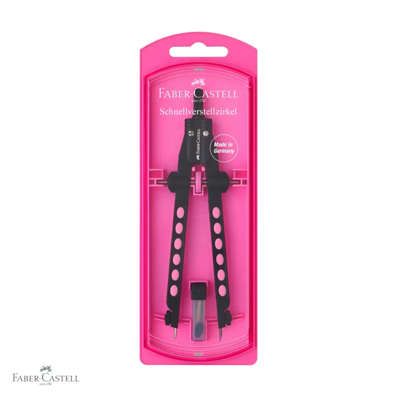 Compas Faber-Castell Factory Neon 2023, reglare rapida, design 3D, pentru cercuri pana la 340 mm Ofertă exclusivă