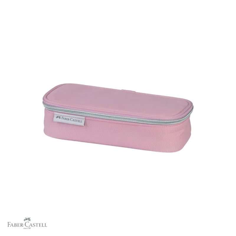 Cel mai vândut Penar oval neechipat Faber-Castell Rose Shadow 2024, design modern cu buzunar suplimentar, pentru scoala