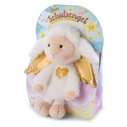 Premium NICI La La Lammie 30cm Plus Schaf cu Aripi Aurii si Inima in Cutie Cadou