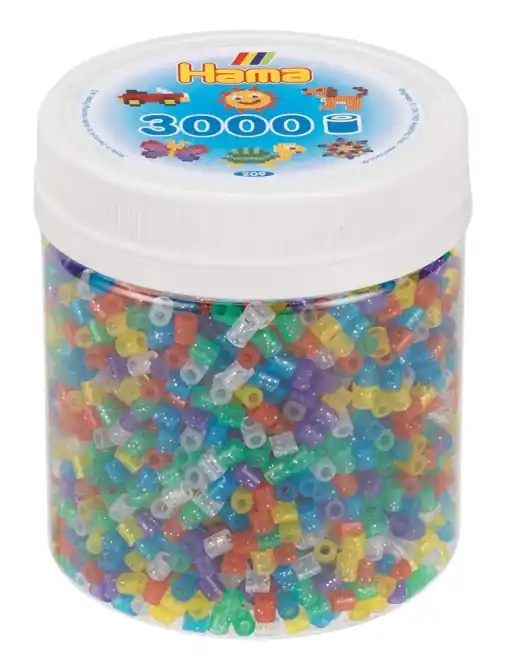 Ofertă Hama Perlen 209-54 Set 3000 Perle Midi Transparent Glitter Mix Creativitate pentru Copii